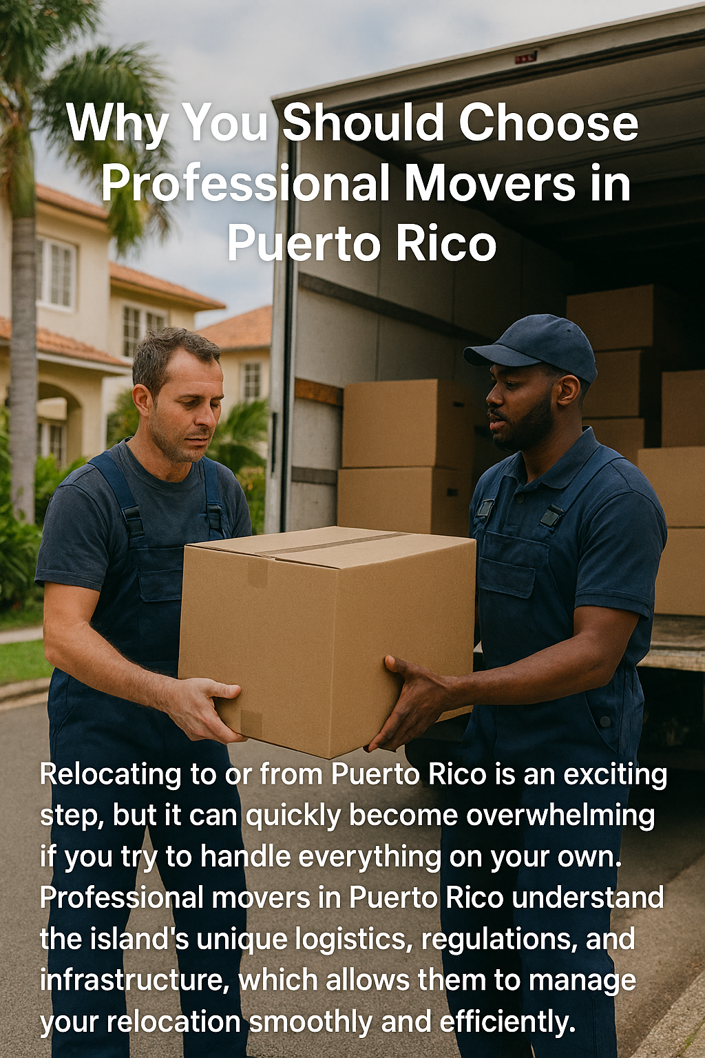 Professional movers loading boxes for a relocation in Puerto Rico